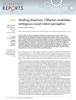 Olfaction Modulates Ambiguous Visual Motion Perception