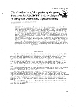 The Distribution of the Species of the Genus (Ycjj Deroceras RAFINESQUE, 1820 in Ве1ётпушъз (Gastropoda, Pulmonata, Agriolimacidae)