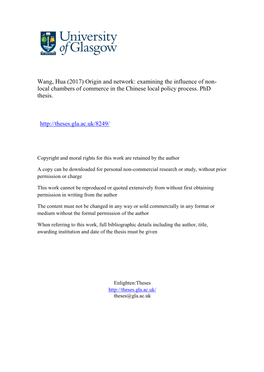 Wang, Hua (2017) Origin and Network: Examining the Influence of Non- Local Chambers of Commerce in the Chinese Local Policy Process