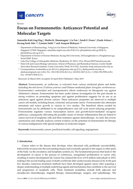 Focus on Formononetin: Anticancer Potential and Molecular Targets