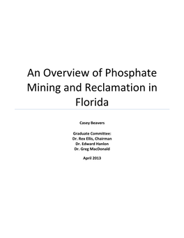 An Overview of Phosphate Mining and Reclamation in Florida