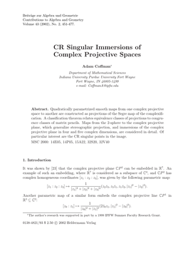 CR Singular Immersions of Complex Projective Spaces