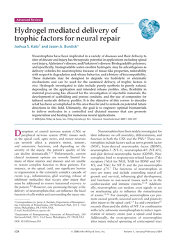 Hydrogel Mediated Delivery of Trophic Factors for Neural Repair Joshua S