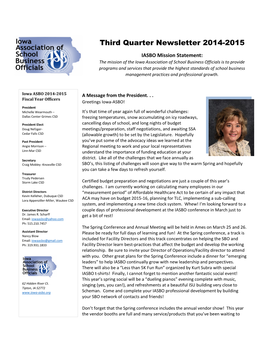 First Quarter Newsletter 2014-2015
