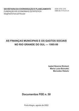 As Finanças Municipais E Os Gastos Sociais No Rio Grande Do Sul — 1995-99