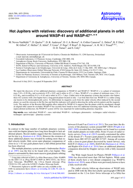 Hot Jupiters with Relatives: Discovery of Additional Planets in Orbit Around WASP-41 and WASP-47?,??