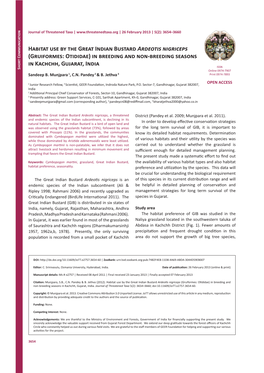 Habitat Use by the Great Indian Bustard Ardeotis Nigriceps (Gruiformes: Otididae) in Breeding and Non-Breeding Seasons