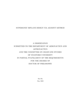 Supersonic Biplane Design Via Adjoint Method A