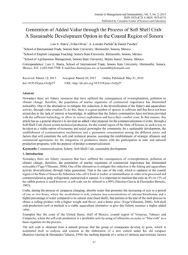 Generation of Added Value Through the Process of Soft Shell Crab: a Sustainable Development Option in the Coastal Region of Sonora