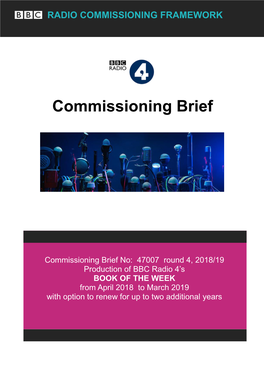 Commissioning Brief