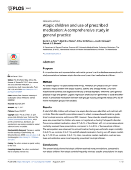 Atopic Children and Use of Prescribed Medication: a Comprehensive Study in General Practice