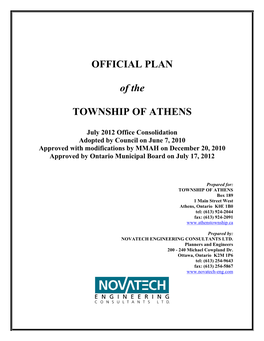 Official Plan of the Township of Athens