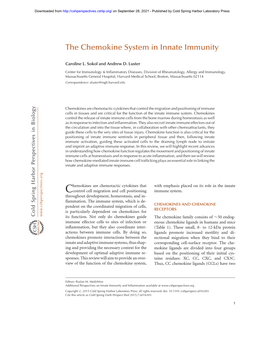 The Chemokine System in Innate Immunity