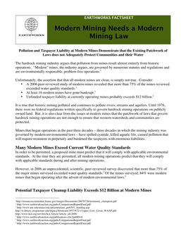 Modern Mining Needs a Modern Mining Law