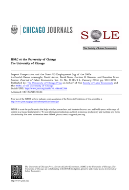 Import Competition and the Great US Employment Sag of the 2000S Author(S): Daron Acemoglu, David Autor, David Dorn, Gordon H