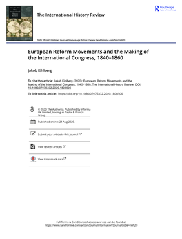 European Reform Movements and the Making of the International Congress, 1840–1860