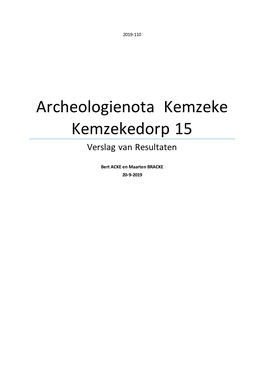 Archeologienota Kemzeke Kemzekedorp 15 Verslag Van Resultaten