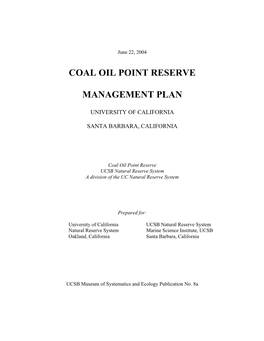 2004 COPR Management Plan