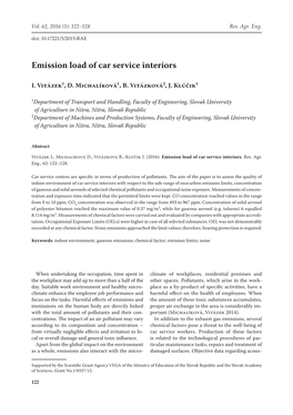 Emission Load of Car Service Interiors