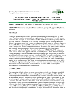 South Fork and Heart Mountain Faults: Examples of Catastrophic, Gravity-Driven “Overthrusts,” Northwest Wyoming, Usa