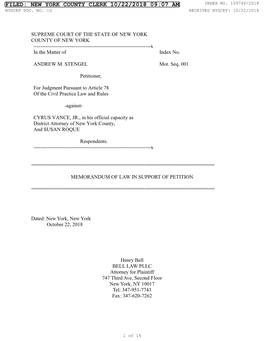 New York County Clerk 10/22/2018 09:07 Am Index No