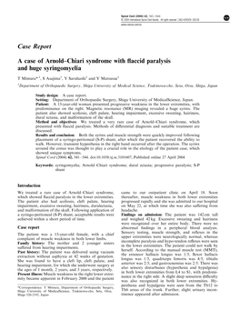 A Case of Arnold–Chiari Syndrome with Flaccid Paralysis and Huge Syringomyelia