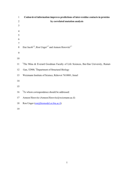 1 Codon-Level Information Improves Predictions of Inter-Residue Contacts in Proteins 2 by Correlated Mutation Analysis 3