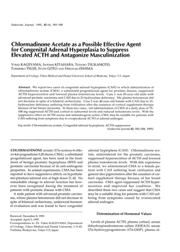 Chlormadinone Acetate As a Possible Effective Agent for Congenital Adrenal Hyperplasia to Suppress Elevated ACTH and Antagonize Masculinization