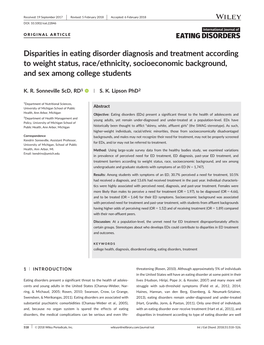 Disparities in Eating Disorder Diagnosis and Treatment According to Weight Status, Race/Ethnicity, Socioeconomic Background, and Sex Among College Students
