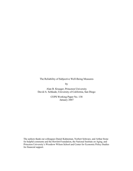 The Reliability of Subjective Well-Being Measures by Alan B