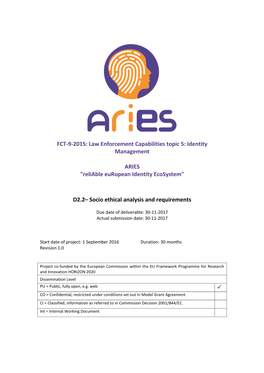 D2.2 Socio Ethical Analysis and Requirements