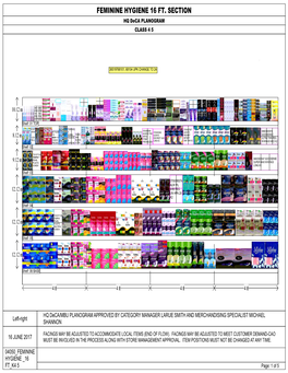 FEMININE HYGIENE 16 FT. SECTION HQ Deca PLANOGRAM CLASS 4 5