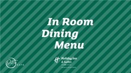 In Room Dining Menu