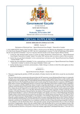 Government Gazette of the STATE of NEW SOUTH WALES Number 174 Wednesday, 28 November 2007 Published Under Authority by Government Advertising