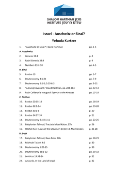 Israel - Auschwitz Or Sinai? Yehuda Kurtzer