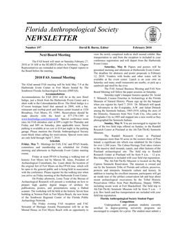 Florida Anthropological Society NEWSLETTER