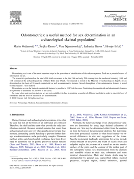 A Useful Method for Sex Determination in an Archaeological Skeletal Population?