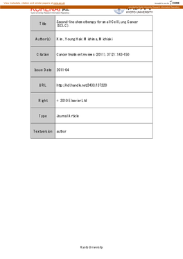 Title Second-Line Chemotherapy for Small-Cell Lung Cancer