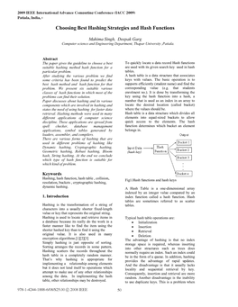 Choosing Best Hashing Strategies and Hash Functions