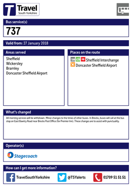 Valid From: 27 January 2018 Bus Service(S) What's Changed Areas