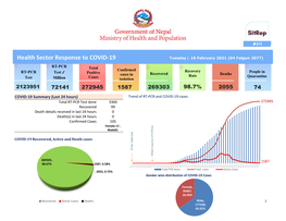 Health Sector Response to COVID-19 Tuesday | 16 February 2021 (04 Falgun 2077)