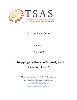 'Kidnapping for Ransom: an Analysis of Canadian Cases'