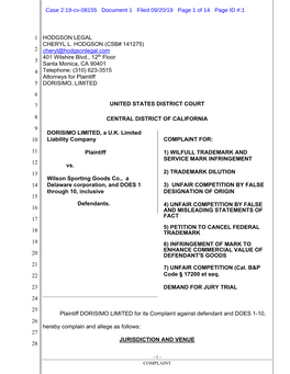 Case 2:19-Cv-08155 Document 1 Filed 09/20/19 Page 1 of 14 Page ID #:1