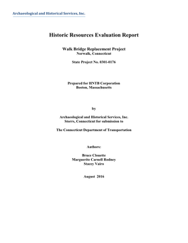 Historic Resources Evaluation Report