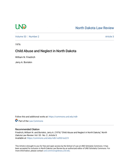 Child Abuse and Neglect in North Dakota