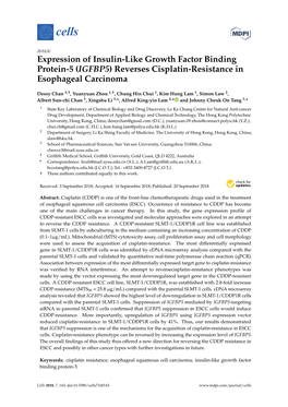IGFBP5) Reverses Cisplatin-Resistance in Esophageal Carcinoma