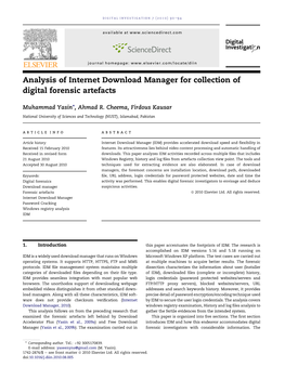 Analysis of Internet Download Manager for Collection of Digital Forensic Artefacts