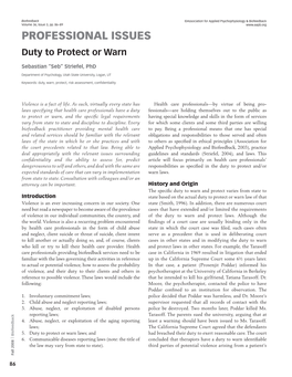Duty to Protect Or Warn What Those Situations Are (Striefel, 2003, 2004)