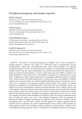 Floodplain Heterogeneity and Meander Migration