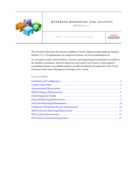 Hyperion Reporting and Analysis Release 11.1.1 New Features Guide